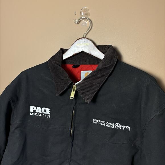 Vintage Carhartt Santa Fe Jacket Mens 2XL Black Red Quilt-Lined J13 BLK Detroit - Picture 4 of 6